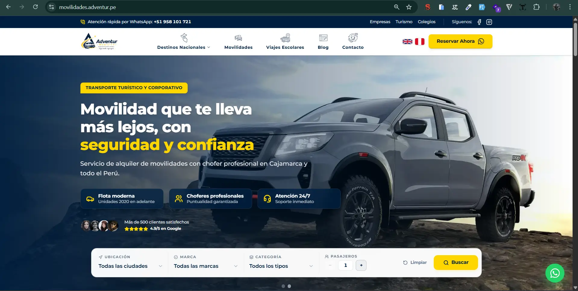 Movilidades Adventur - Proyecto desarrollado por Softech Perú